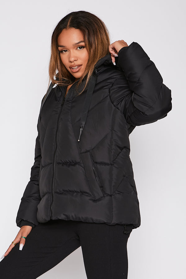 Black Puffer Hooded Coat - Pre Order 