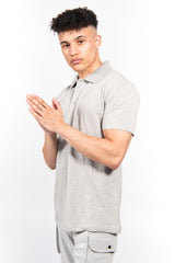 Grey Pique Polo and Cargo Short Set 
