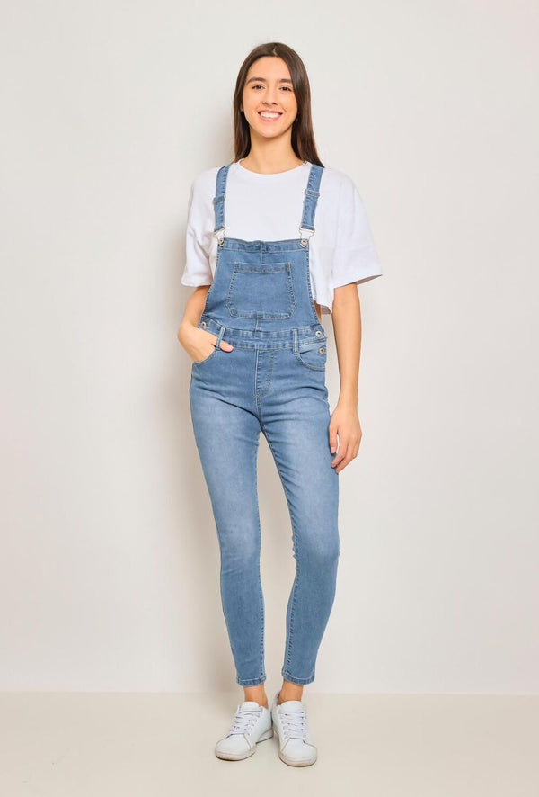Long Overalls In Blue Denim Dungaree