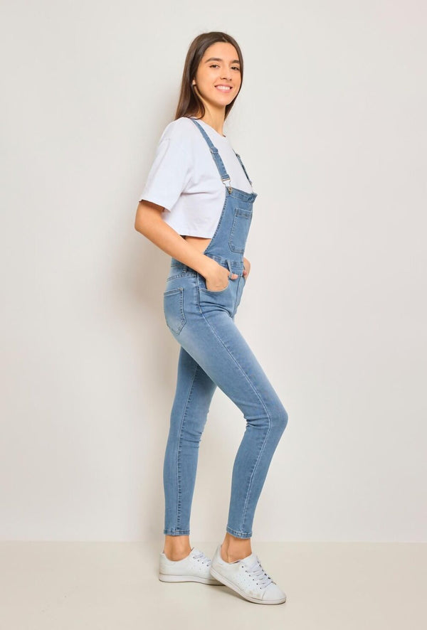 Long Overalls In Blue Denim Dungaree