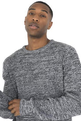 Mens Black Colour Twist Crew Neck Jumper