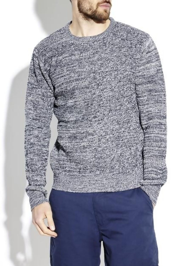 Mens Navy Colour Twist Crew Neck Jumper