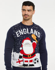 Mens Navy England Football Festive Jumper