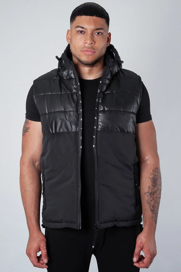 Mens Navy Half Quilted Logo Gilet Bodywarmer