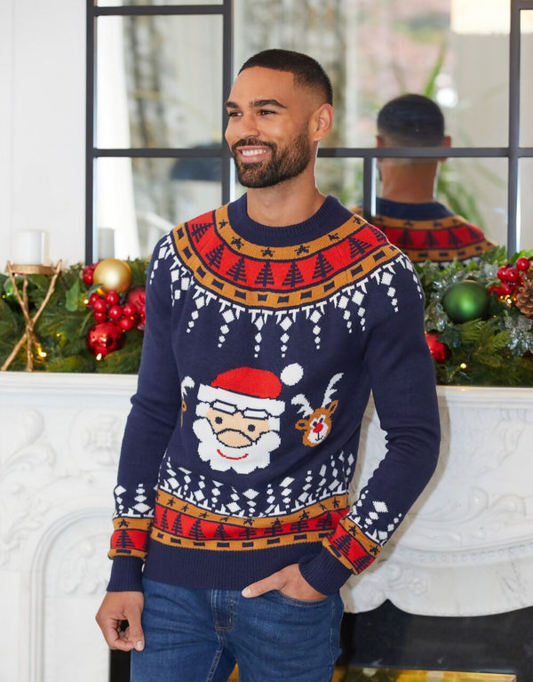Mens Navy Oslo Christmas Jumper