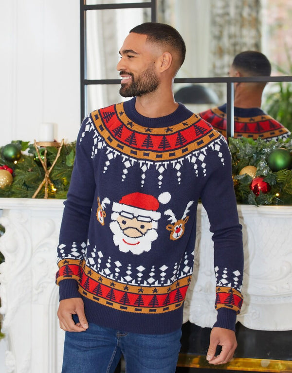 Mens Navy Oslo Christmas Jumper