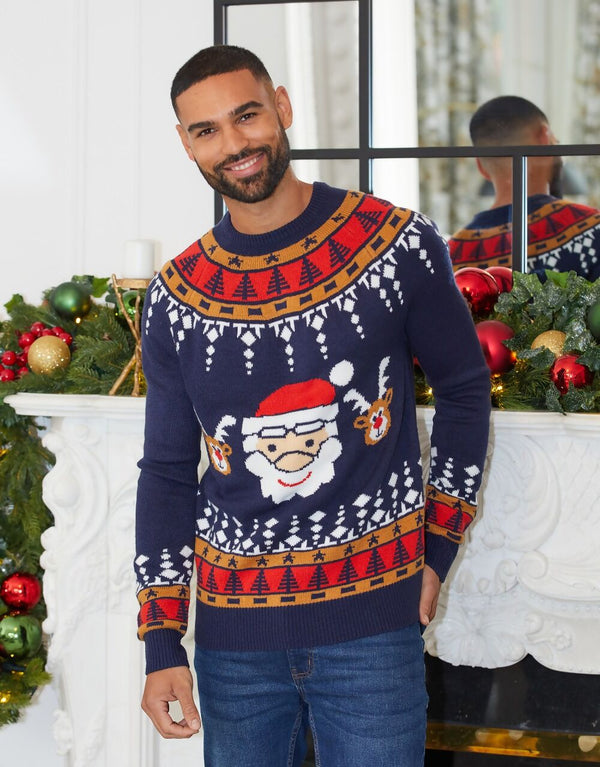 Mens Navy Oslo Christmas Jumper