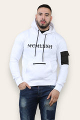 Mens White Fleece Hoodie Signature Logo Sweatshirt 