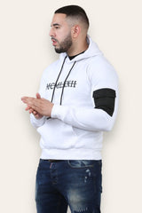 Mens White Fleece Hoodie Signature Logo Sweatshirt 