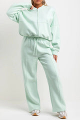 Mint Bomber Sweatshirt With Straight Leg Jogger