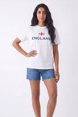 White Oversized England Printed Football T-Shirt 2 Pack-Bella