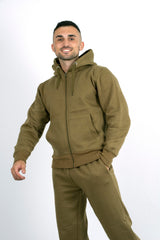 Mens khaki Fleece Jogging Pockets Plain Tracksuit