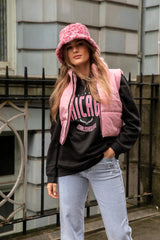 Pink Cow Print Faux Fur Bucket Hat 