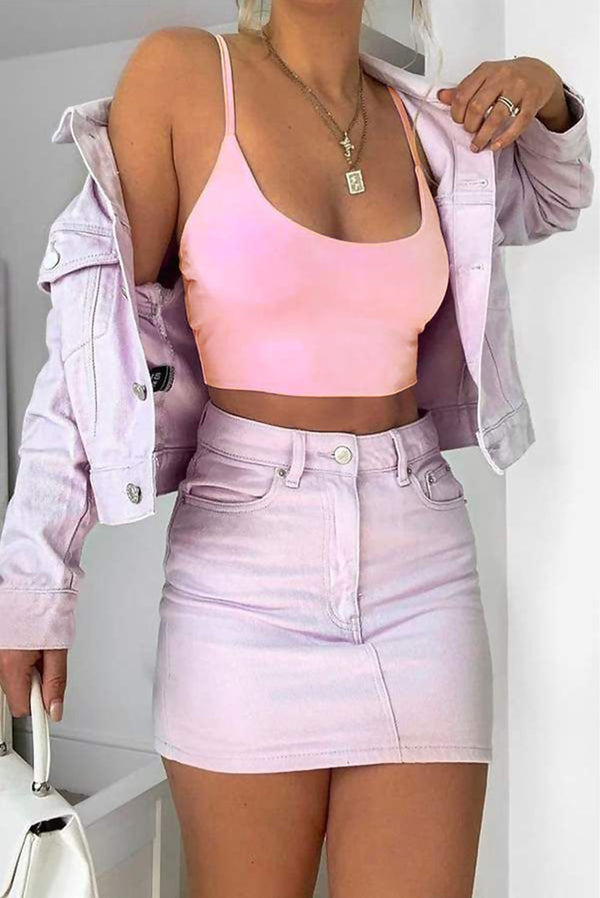 Pink Double Layer Slinky Bralet