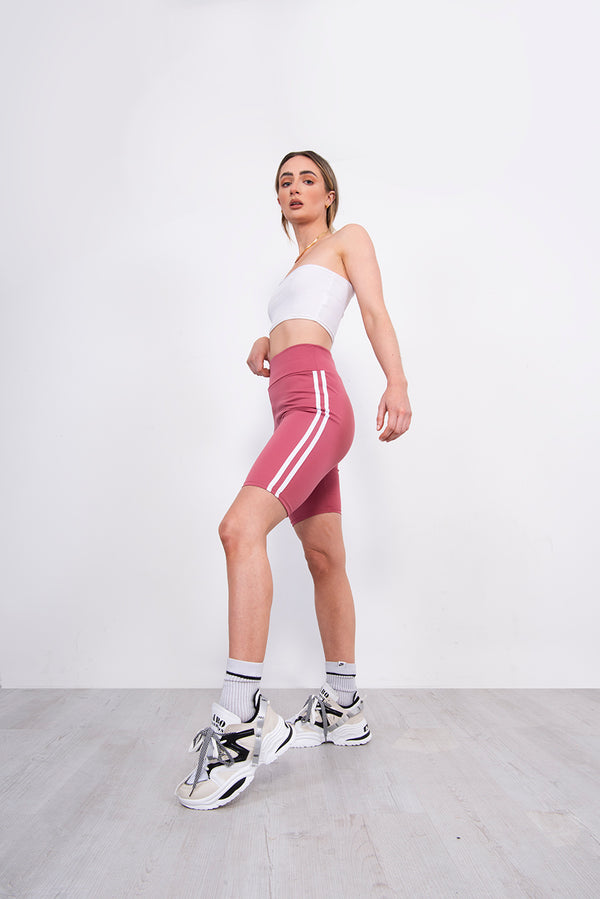 Pink Double Stripe Cycling Shorts