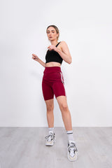 Maroon Double Stripe Cycling Shorts