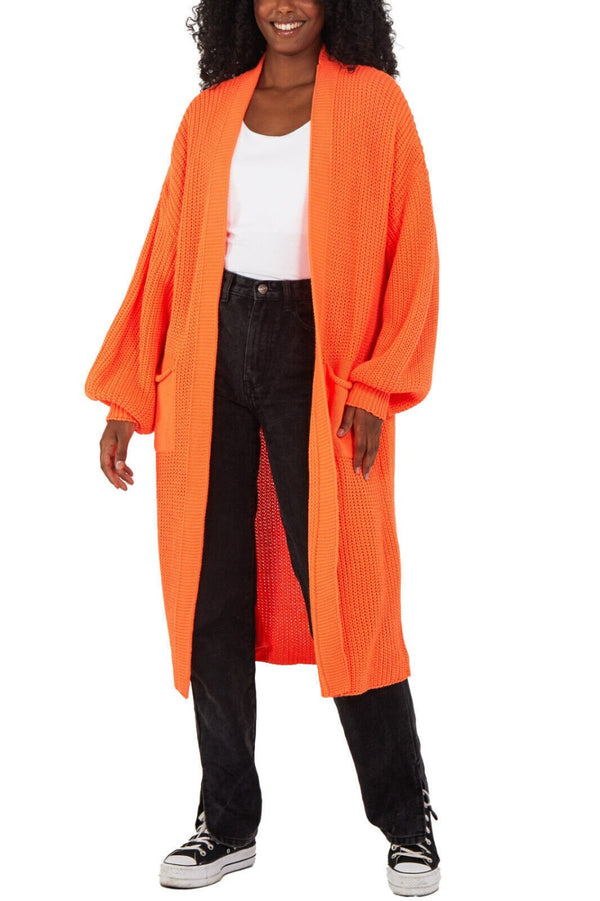 Charcoal Oversized Balloon Sleeve Knitted Cardigan