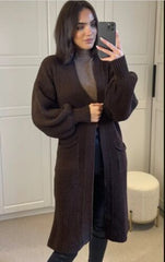 Charcoal Oversized Balloon Sleeve Knitted Cardigan