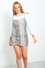 Snake Print Bodycon Pinafore Dress