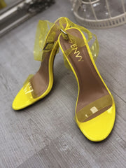Neon Lime Clear Strappy Heels