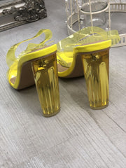 Neon Lime Clear Strappy Heels