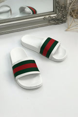 White Chunky Style Striped Sliders