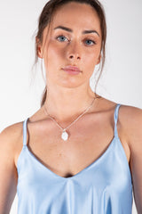 White Pebble Pendant Necklace 