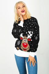Plus Size Black Reindeer Knitted Christmas Jumper