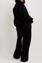 Black Half Zip Sweatshirt And Joggers Loungewear Set